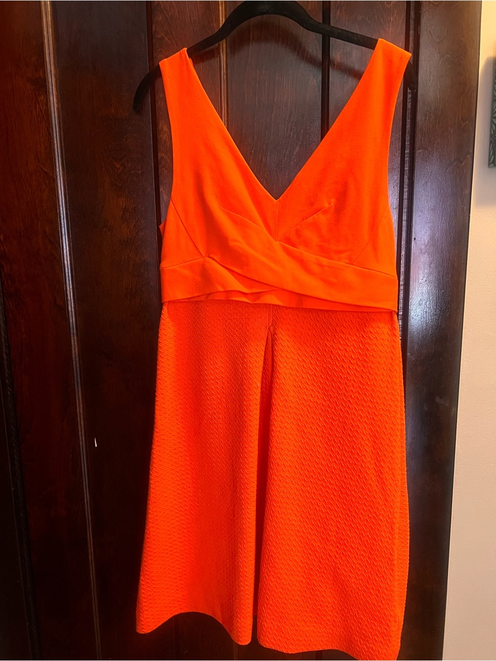 Anthropologie Bright Orange V-Neck Textured Dress